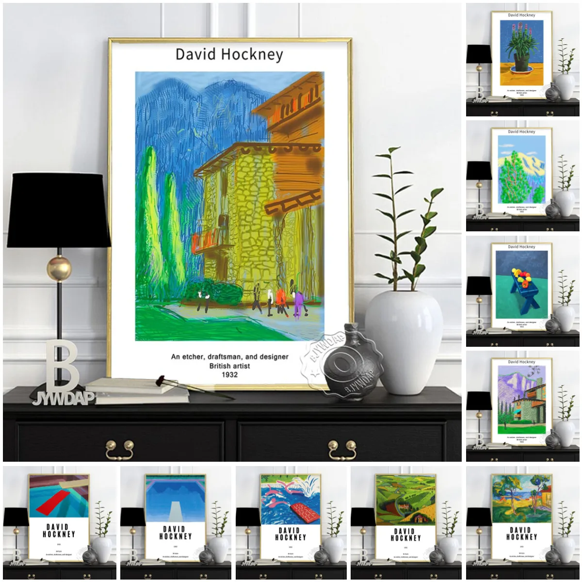 David Hockney Stále Života Plagát, Hockney Cubism Populárne Umenie Plátno, Maľovanie, Veľká Británia Wall Art Svetlé Farby Domov Detská Izba Decor