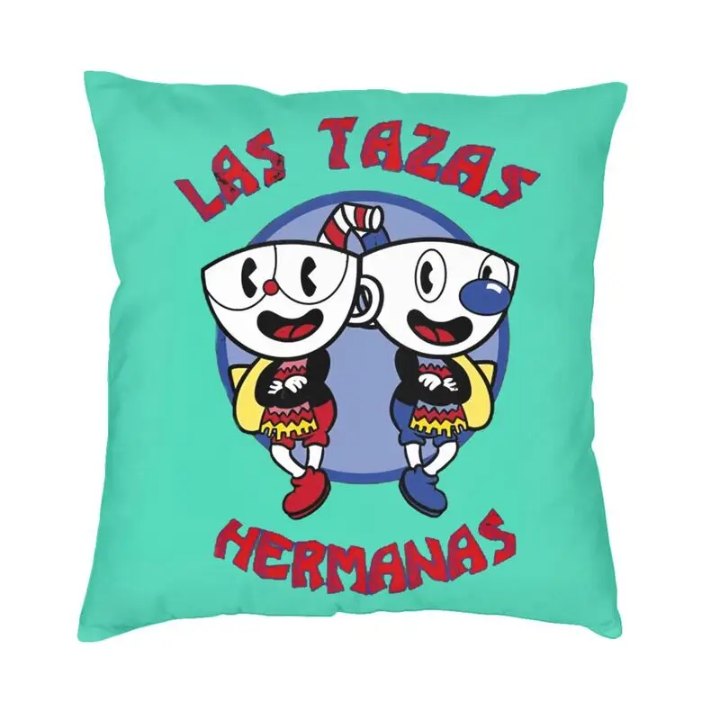 Las Tazas Hermanas Cuphead Štvorcový Vankúš Domova Karikatúra Vankúše Hodiť Vankúš pre Obývacia Izba Tlač