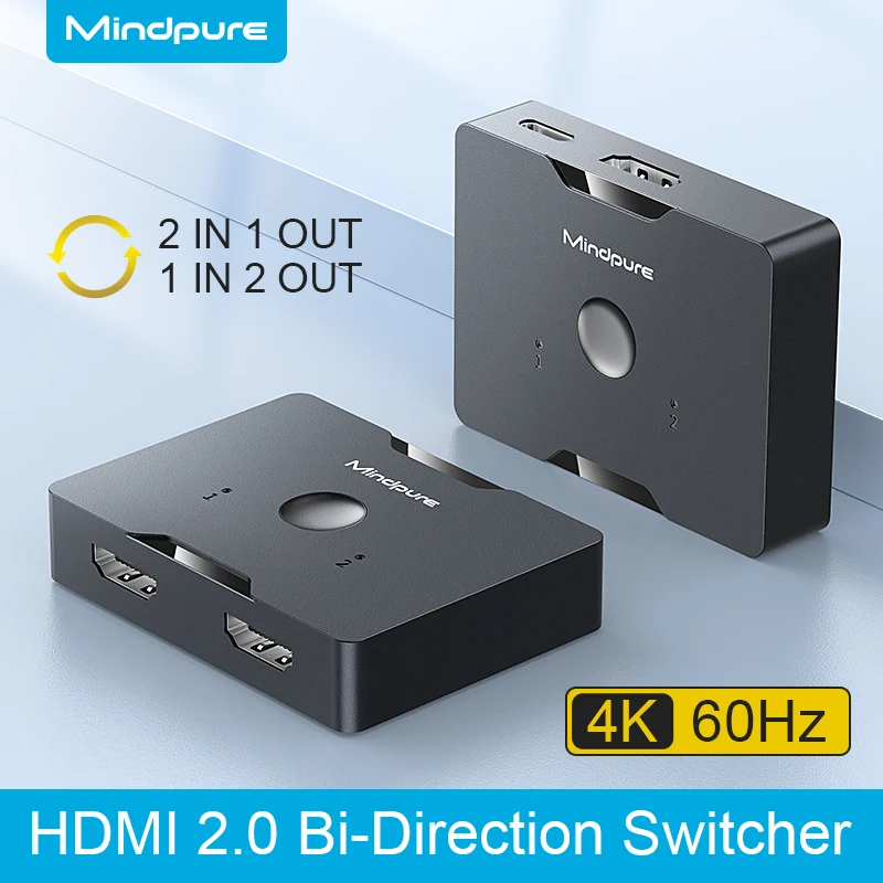 Mindpure HDMI 2.0 Prepínač 4K 60HZ Bi-Smer 1x2/2x1 Adaptér 2 v 1 pre TV Xiao PS4/5 TV Box HDMI Bi-Smer Switcher