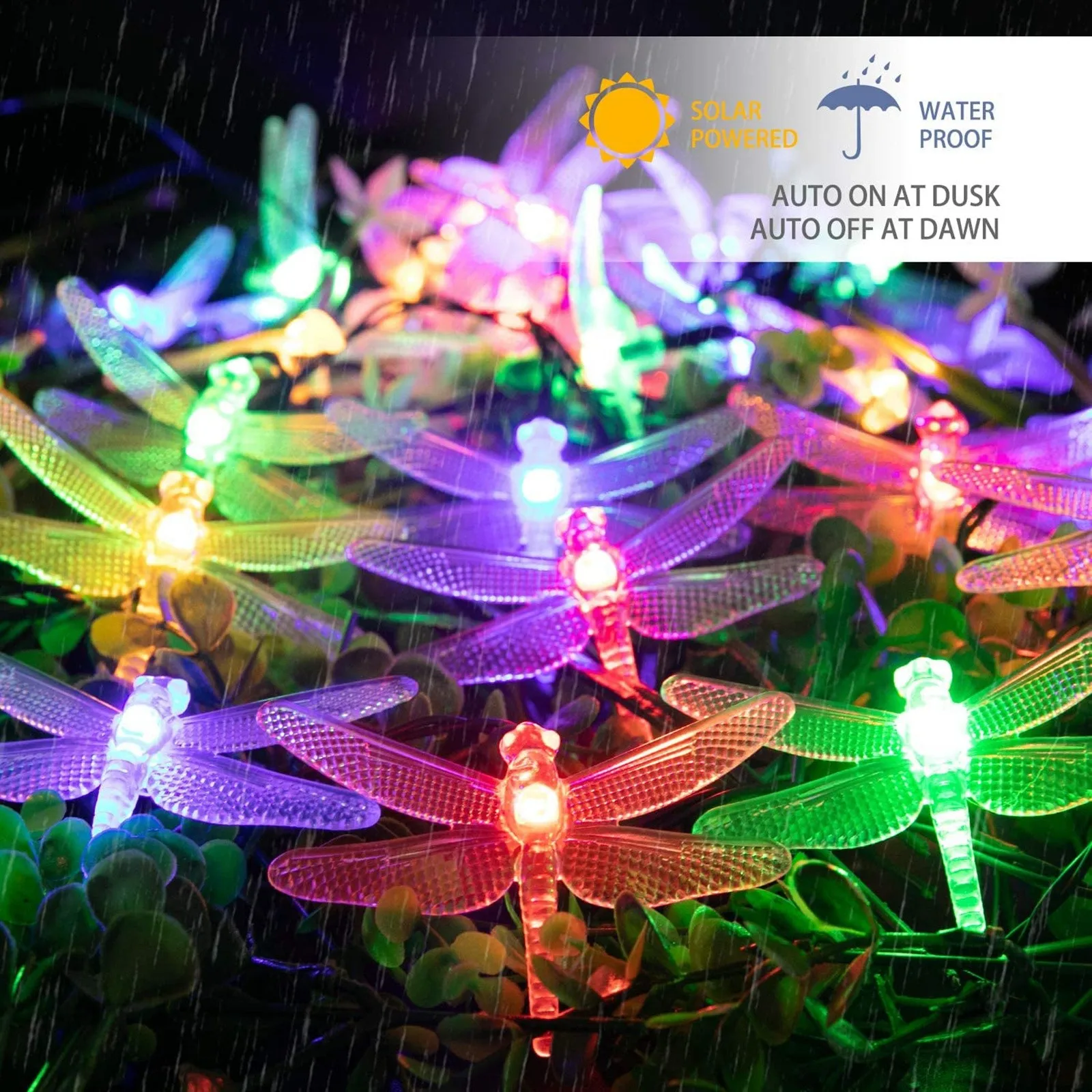 Solárne Dragonfly Svetlá String 30 LED 8 Režimov Solárne Rozprávkových Svetiel Pre Xmas Party Záhrada Vianočné Dekorácie Vonkajšie Solárne Lampy