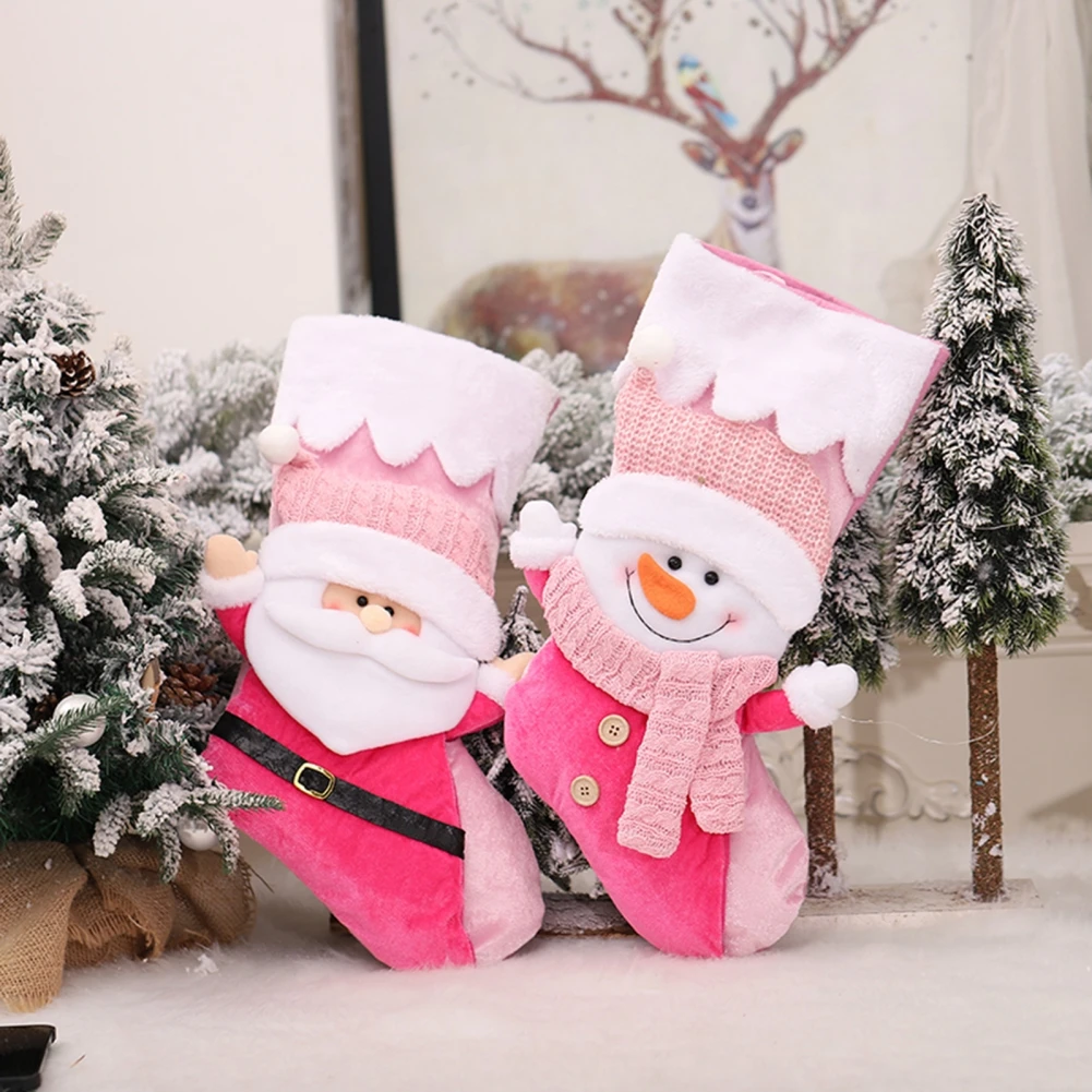 Veľké Ružové Vianočné Ponožky Deti Dieťaťa Candy Darčeková Taška Snehuliak Strom Ornament Vianočná Pančucha Dekorácie, Domáce Dekorácie Dodávky
