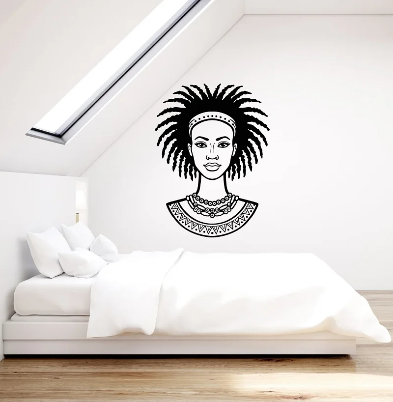 Vinyl na stenu nášivka Africká žena, dievča etnický štýl art nálepky nástenná maľba interiéru obývacej izby, spálne, home art deco tapety 2FZ37