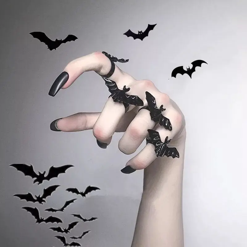 WANZHI Nový Gotický Tmavé Bat Nastaviteľné Prstene pre Ženy, Muža, Vintage Punk Geometrické Zvierat Krúžok Halloween Trend Strany Šperky