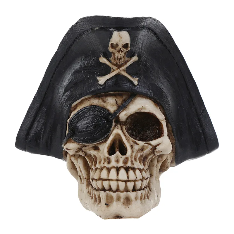 Živica Pirate Skull Hlavu Sochy pre Domova Tvorivé Remesiel Figúrky Socha Halloween Dekorácie Lebky Socha Domova
